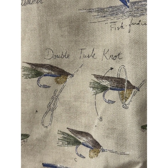 Woolrich Shirt Mens LGE Beige Fishing Print Short‎ Sleeve Button Down Outdoor - Picture 3 of 8